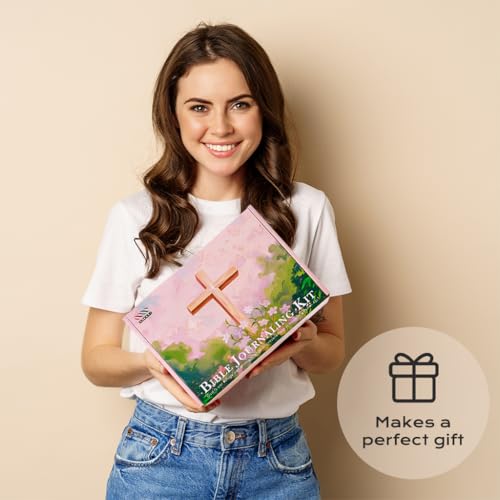 XKDOUS 40 Bible Study Kit, Journaling Supplies for Women with Case, Pink - color: Pink