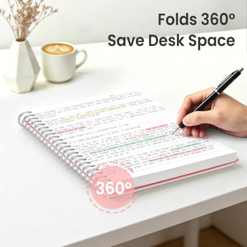 EMSHOI Lined Spiral Journal Notebook, 300 Pages, A4 Size (8.2'' x 11.2'') - color: Pink, size: A4