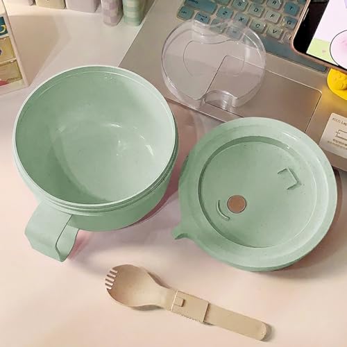 2Pack 28.7oz Wheat Straw Microwave Ramen Bowl Set Noodle Bowls With Lid and Spoon,Improved Easy-Grip Design for On-the-Go - Holds Soup, Rice, Cereal,More,BPA-Free(Pink+Green) - color: Pink+Green 2-Pack