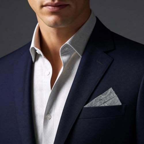 S&W SHLAX&WING Mens Pocket Square Paisley Multicolor Large for Business Wedding - color: Hh30