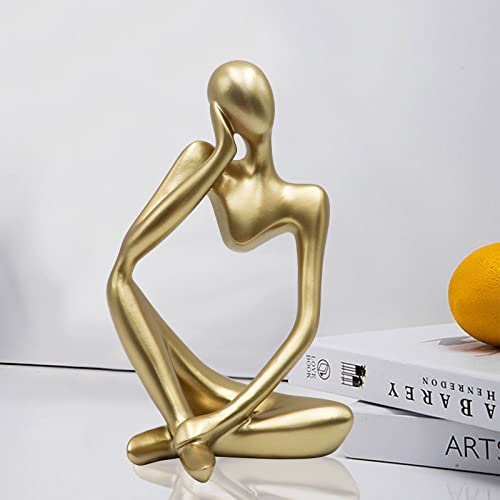 Dnoifne Thinker Statues and Sculptures, Resin Thinker Statue Ornaments, Abstract Style Sculptures, Housewarming Gifts, Housewarming Decorations, Living Room Dining Desk Decorations(Gold Right, Large) - color: Gold Right, size: Large