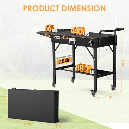 Leteuke Grill Cart for Blackstone Griddle, Portable Outdoor Grill Table