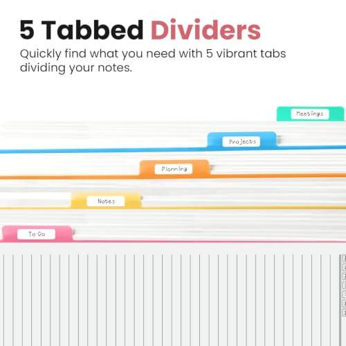 Taja Cute Large Spiral Lined Notebook for Work with 5 Removable Dividers - color: Z - Merry Whiskers