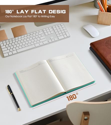 Biuwory A5 Leather Journal Notebook, 140 Lined Pages, Hardcover 5.7"×8.3" - color: Green, size: Lined-140 Pages (5.7"×8.3")