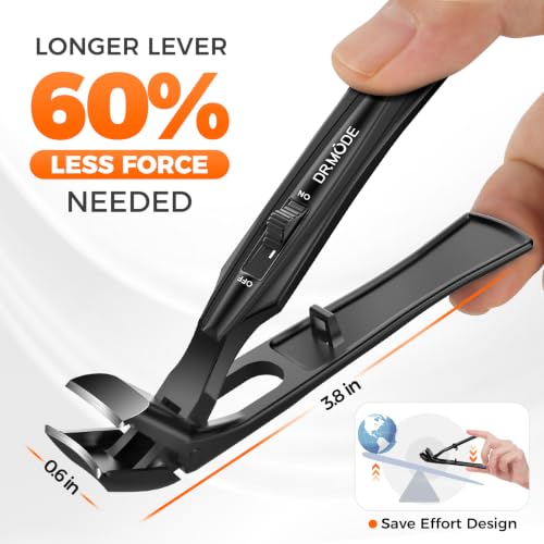 DRMODE Toenail Clippers for Seniors Thick Toenails, Angled Head Wide Jaw - color: Black, size: Big