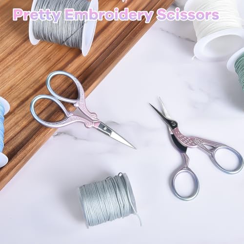 AQUEENLY Embroidery Scissors 2 Pcs Small Sewing Scissors Sharp Stainless Steel 3.6 Inches for Artwork, Crochet, Needlework, Threading, Pink - color: Pink