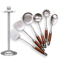 Kitchen Utensils Set,6 PCS with Utensils Holder,304 Stainless Steel - style: Cooking Utensils-wood handle