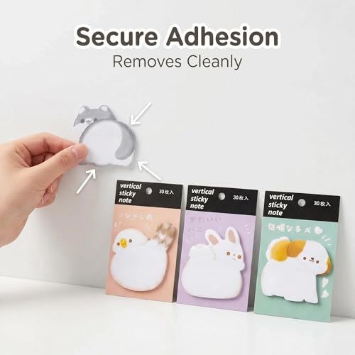 Super Cute Sticky Notes, Self-Stick Note Pads, Kawaii Colorful Sticky Notes, Easy to Post for Studying Home Office School, 4 Styles/360 Sheets (Animal Shapes)