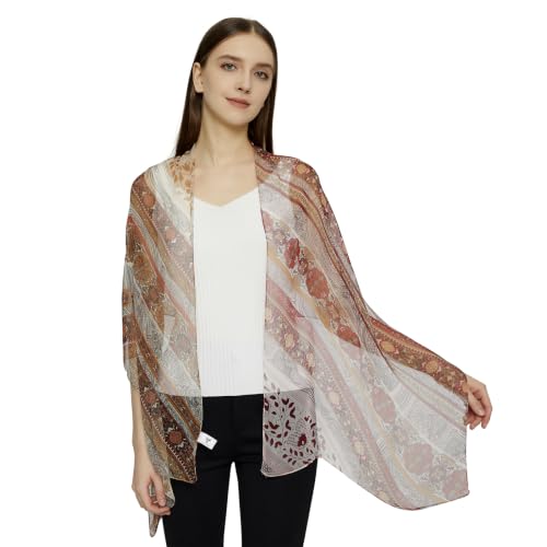 PANTONIGHT Long Chiffon Sheer Scarf Gradient Shaded Colors Lightweight Scarf For Womens - color: Brown 722