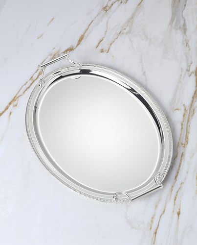 Reed & Barton Oval Silverplate Serving Tray with Handles, 17-inch - style: Oval