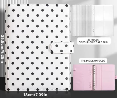  A5 Photocard Binder with 25 Pack 4-Pocket Double Sided Sleeves 6 Ring Photocard Book with 1pcs photocard holder PU Leather Cover Collector for 2x3’’ Album Cards Trading Card (White) - color: White