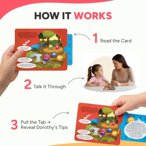 Kidrox What Would You Do? Flashcards – 20 Emotional Intelligence Scenarios for Kids Ages 4+ | Pull-Tab Cards | Practice Empathy & Problem-Solving with Dorothy | Psychologist-Developed - color: What Would You Do?