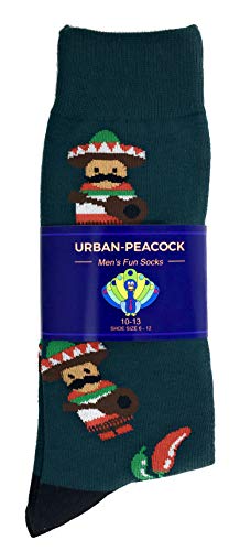 Urban Peacock Men's Novelty Fun Dress Socks Multiple Patterns/Multi-pair Options! - color: Chilli Peppers - Green With Black