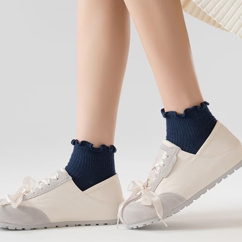 Mcool Mary Womens Ankle Ruffle Socks 6 Pack - color: Navy Blue, size: 5-9