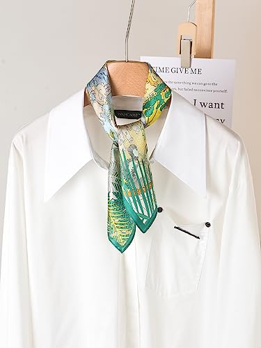 100% Mulberry Silk Scarf - 21" Square Lightweight Neckerchief, Gift Packed - color: Rainforest