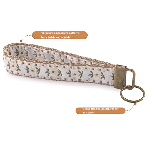 LNKRE JEWELRY Womens Embroidered Wristlet Keychain, Cute Key Chain Lanyard - color: Bronze