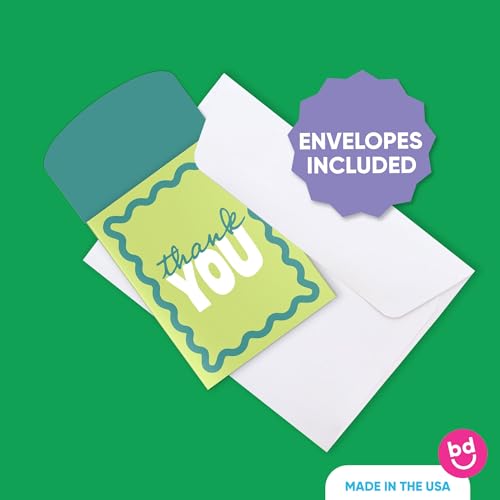 Big Dot of Happiness Light Green and Teal Wavy Thank You Gift Card Holders with Envelopes, Cash Money Holders and Gift Card Sleeves, Retro Stationery Nifty Gifty Pack - Set of 8 - color: Light Green and Teal