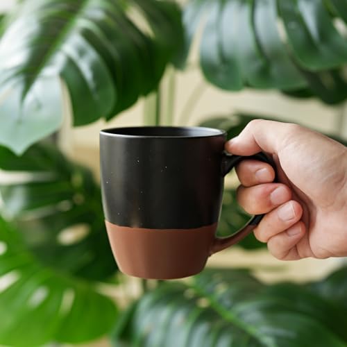 Bosmarlin Ceramic Tea Cup with Infuser and Lid, 16 Oz, Steeping Tea Mug with Strainer, Dishwasher and Microwave Safe (Black) - color: Black
