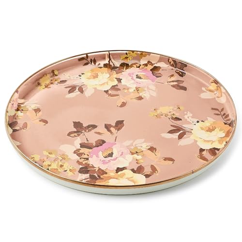 MACKENZIE-CHILDS Enamel Round Tray, Wild Rose Mauve - color: Mauve Wild Rose
