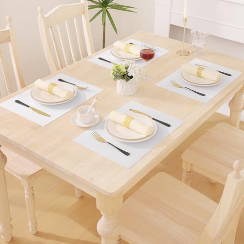 Homaxy PU Faux Leather Placemats for Dining Table, Set of 6, White - color: White