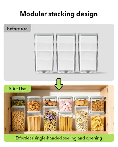Airtight Food Storage Container with One-Touch Lid, 12-Piece Set (1.3, 2.1, 2.9, 3.6 QT* 3) Stackable Durable BPA-Free for Baking Supplies, Pasta & Systematic Bulk Organization - color: 12 Pcs Set