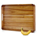 26"x17" Wooden Serving Tray, Acacia Ottoman Tray, Rounded Corners - size: 26" x 17.3" x 2"
