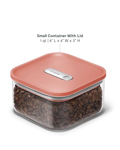 Caraway 1 qt Glass Airtight Food Storage Container with Lid - color: Perracotta, size: 1qt Container