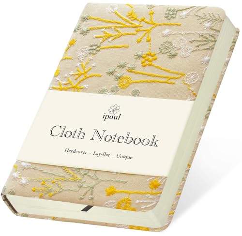 Embroidered Pocket Notebook for Women, A6 Mini Cloth Journal, Hardcover, 264 Pages, 4x6 Small Lined Notebook & Sketchbook, Beautiful Diary, Little Notepad, Apricot Yellow. - color: A6-Dandelion Apricot