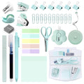 Mini Office Supplies, Teal Stapler with Staples and Tape Dispenser Set, Mini Stationary Kit Includes Sticky Notes Index Tabs Highlighters Gel Pens for Office & School Supplies (Teal) - color: Teal