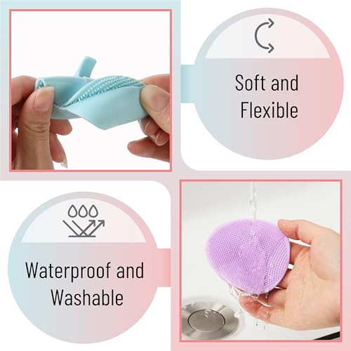 Slick- Silicone Facial Cleansing Brush, 4 Pack, Silicone Face Scrubber Exfoliator, Face Exfoliator Scrubber, Facial Scrubber for Face Cleanser Brush, Exfoliating Face Scrubber, Face Brush - color: Blue\pink\purple\orange