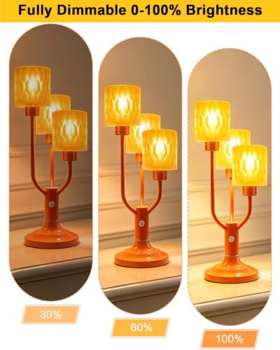 Lightdot Mid Century Modern Orange Glass Table Lamp for Bedroom Dimmable - color: 08-Orange-Cylinder