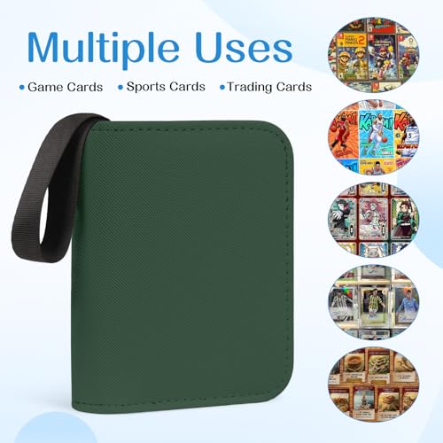 1 Pocket Card Binder–Collectible Trading Card Album,Single Card Holder with 20 Pages,Holds 40 Cards, Side-Loading Mini Binder for TCG,MTG,Sports,Baseball,Football,Small Sports Card Book，Green - color: Green