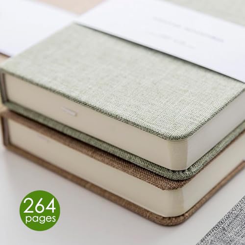 Linen Notebook, College Ruled, Hardcover, Lay Flat, B6, Small, 5x7, Thick, 100gsm, Green, Journal for Writing, Notebook for Work, Office - color: B6-Minimalism Green