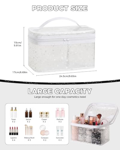 Star Clear Makeup Bag, Waterproof Travel Cosmetic Bag Toiletry bag,White - color: White