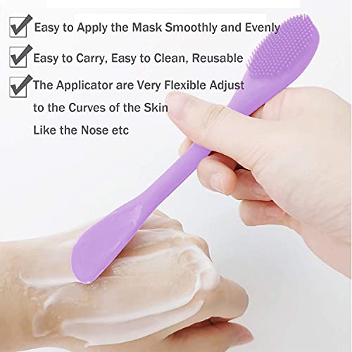 RamPula Silicone Facial Mask Applicator Face Masks Skincare Brush Facial Scrubber Double-Head Lotion Spatula Scoop for Makeup,Foundation,Cream,Lotion,Moisturizer,Gel,Peel,Mud Masks (Purple+Gray) - color: Purple and Grey
