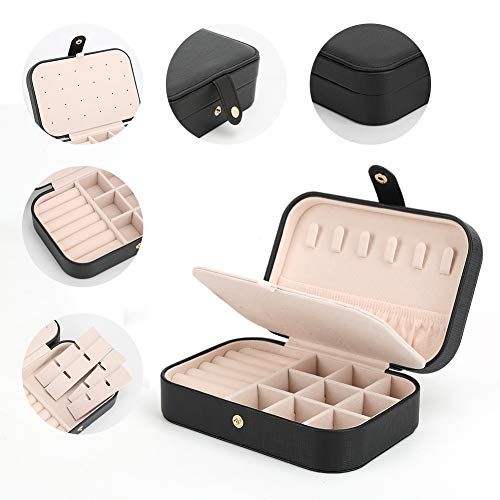 Small Jewelry Box Storage Organizer Jewelry case Travel Jewelry Organizer - color: Black