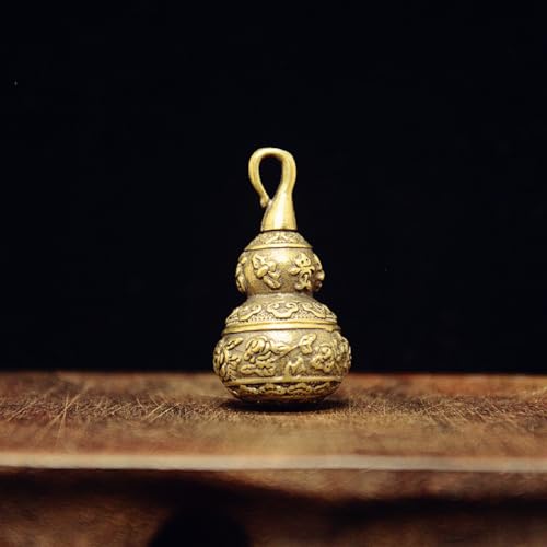 Lucky Cat Charms,Maneki Neko Brass Cat Keychain With Feng Shui Coins,Buddha Statue Kitty Good Luck Charms - color: Gourd-02