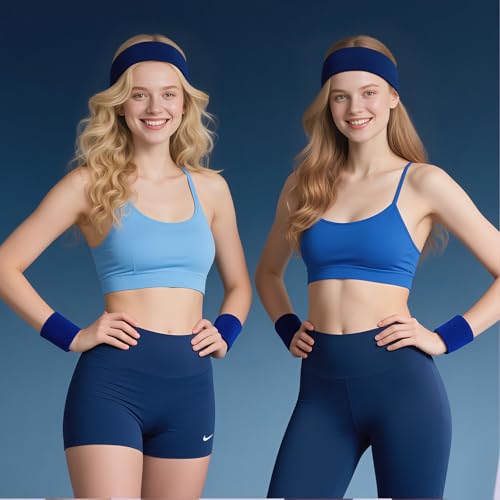 Sweatbands and Wristbands Set, Women, Men - color: Dark Blue