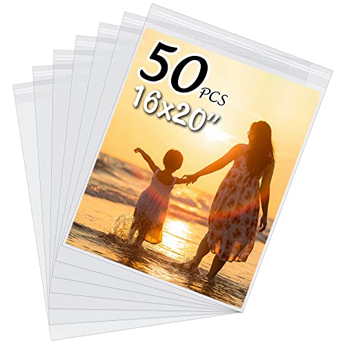 50 Pack Acid-Free Crystal Clear Sleeves Storage Bags for 16x20 Art Prints - size: 16x20 50 Pack