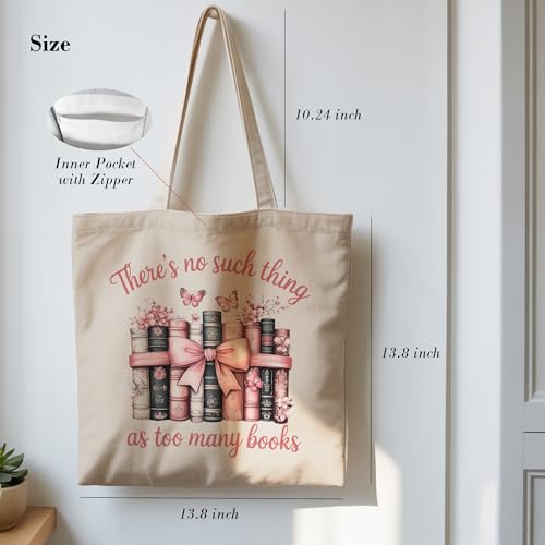 Aesthetic Canvas Tote Bag, Cute Reusable Bags for Women with Inner Pocket - color: Gray