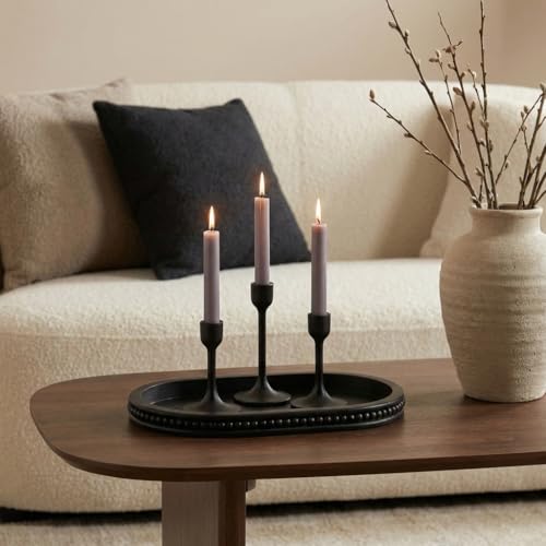 Hanobe Black Decorative Trays for Living Room Coffee Table, Beaded Edge - color: Black