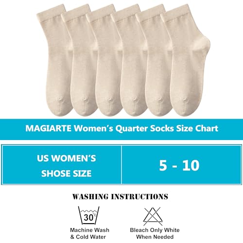 MAGIARTE Womens Mini Crew Cotton Socks,6 Pairs - color: Color#04a Navajo Beige