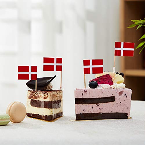 mflagperft Denmark Toothpick Flags 100 Pack, Danish Flag Cocktail Picks - color: Denmark