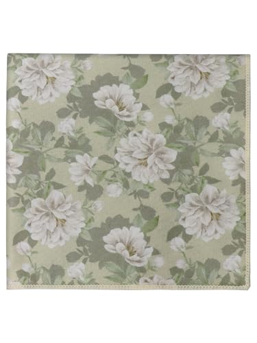 Luckyvestir Floral Pocket Squares for Men Cotton Flower Handkerchief Formal Wedding Party Graduation - color: Green White