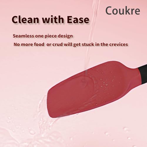 Coukre Silicone Spatula Set of 5,High Temperature Resistant, Food Grade Silicone, Dishwasher Safe, for Baking, Cooking (Red Black) - color: Red Black