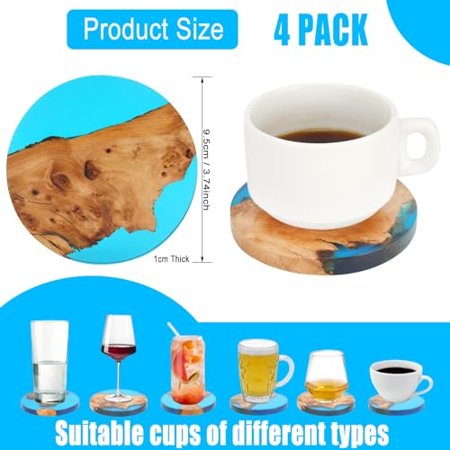 Drink Coaster Set, Wooden Bar Coasters, Resin Coaster for Coffee Table, Tabletop Decorative Artwork, Unique, Handmade & Aesthetically Pleasing for Home, Office, Bar Decor,Coasters Set of 4
