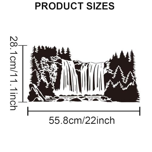 MAYJOYDIY 2pcs Waterfall Scenery Stencil Splicing Patterns 22×11inch Large Forest Mountain Landscape Stencil with Paint Brush Natural Scenery 11.8×11.8inch Drawing Template for Wood Walls Canvas - color: Waterfall Scenery