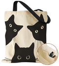 Miss Adola Canvas Tote Bag for Women with Inner Pocket - color: Three Black Cat