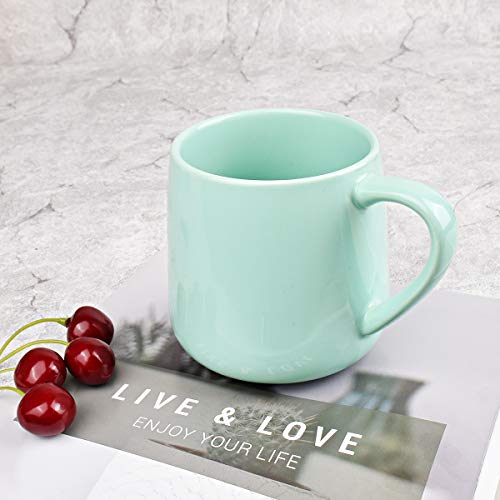 Bosmarlin Large Glossy Ceramic Coffee Mug, Tea Cup for Office and Home, 18 oz, Suitable for Dishwasher and Microwave(Mint Green, 1) - color: Mint Green