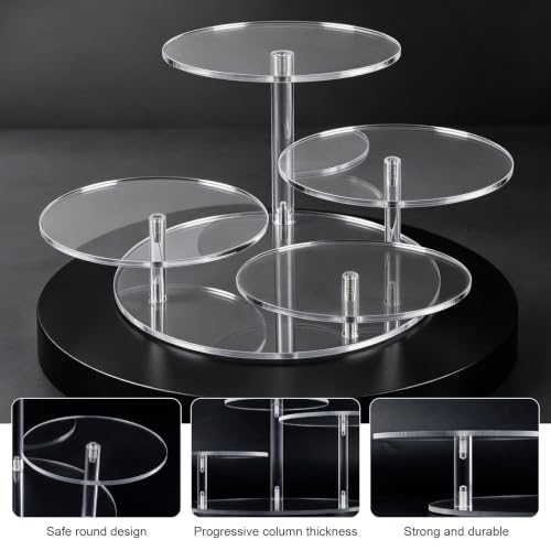 4 Tier Acrylic Display Stand, Clear Display Risers for LEGO Botanicals & Mini Figures, Tabletop Display Shelf for Perfume, Jewelry, Flowers, Collectibles, and Cake – Crystal Clear, Sturdy - color: 4 Tier